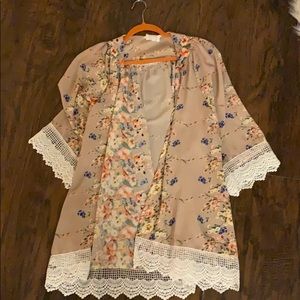 Boho chic floral lace kimono